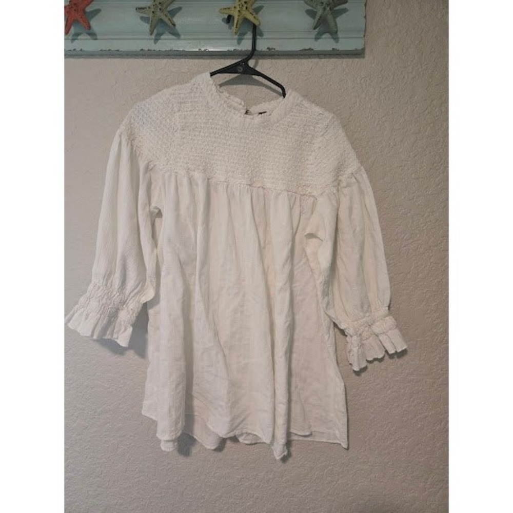 Free People Mila Smocked Yoke Tunic Top